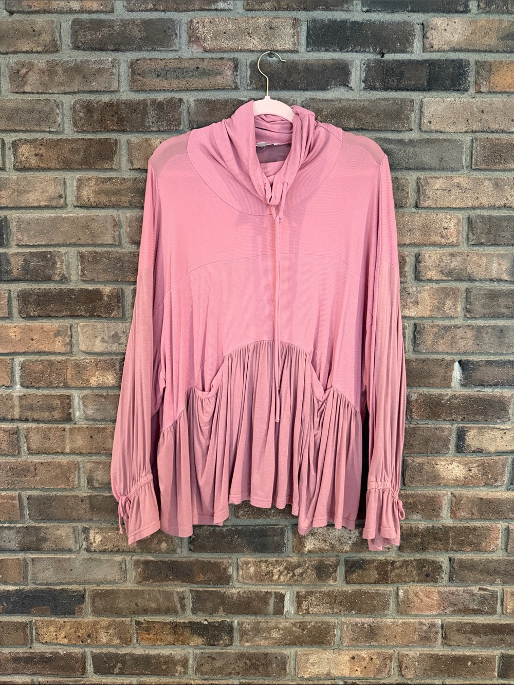 DAVI & DANI Dusty Rose Drawstring Neck Swim Coverup Tunic